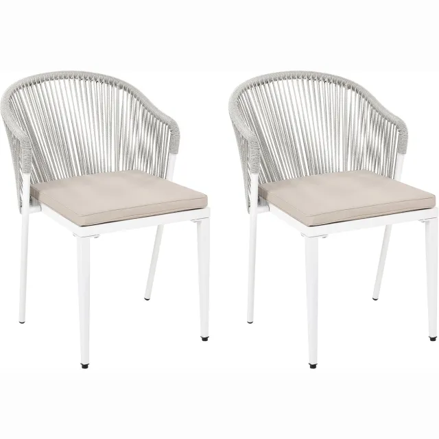 Beliani PARANEA - Set van 2 tuinstoelen - Gebroken wit - IJzer