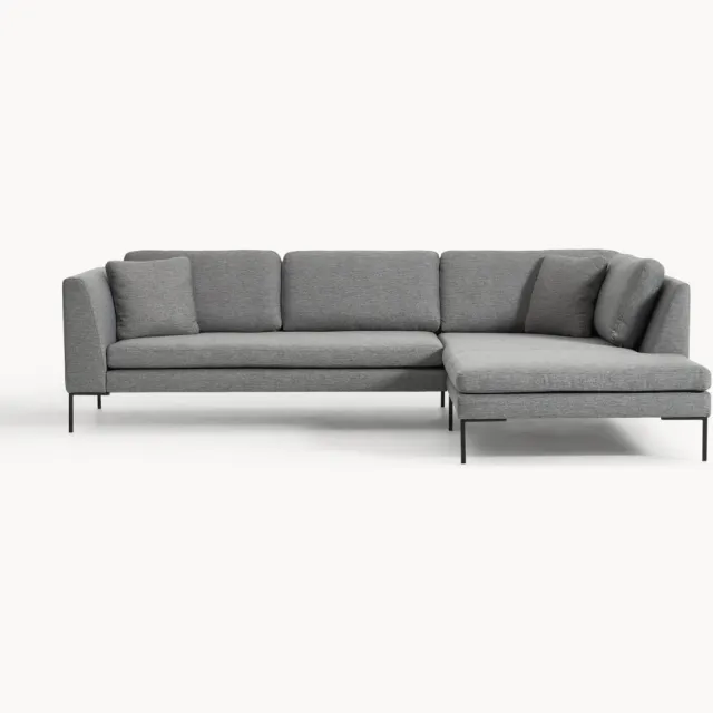 Westwing Collection Hoekbank Emma met metalen poten Grijs