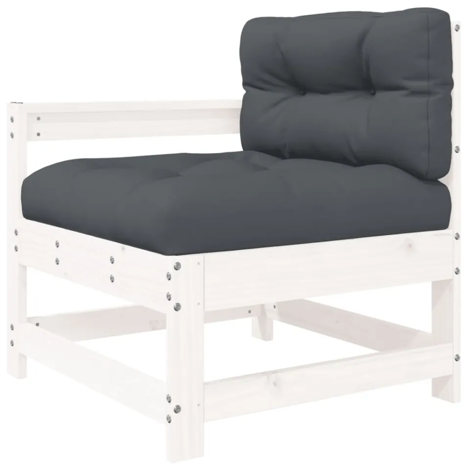 vidaXL 8-delige Loungeset met kussens massief hout wit, foto 3