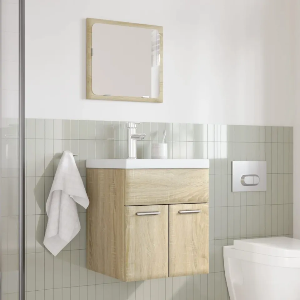 vidaXL 3-delige Badkamermeubelset bewerkt hout sonoma eikenkleurig, foto 2