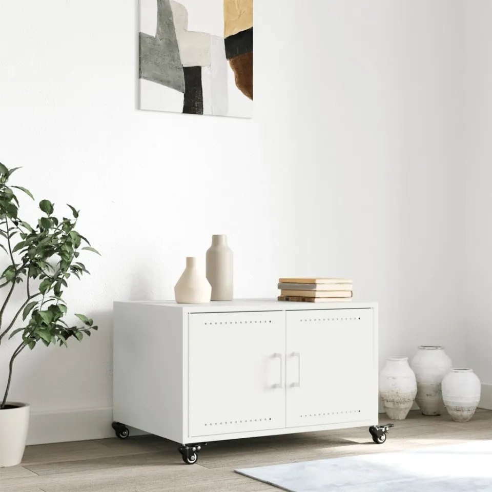 vidaXL Salontafel 68x50x43,5 cm staal wit, foto 3