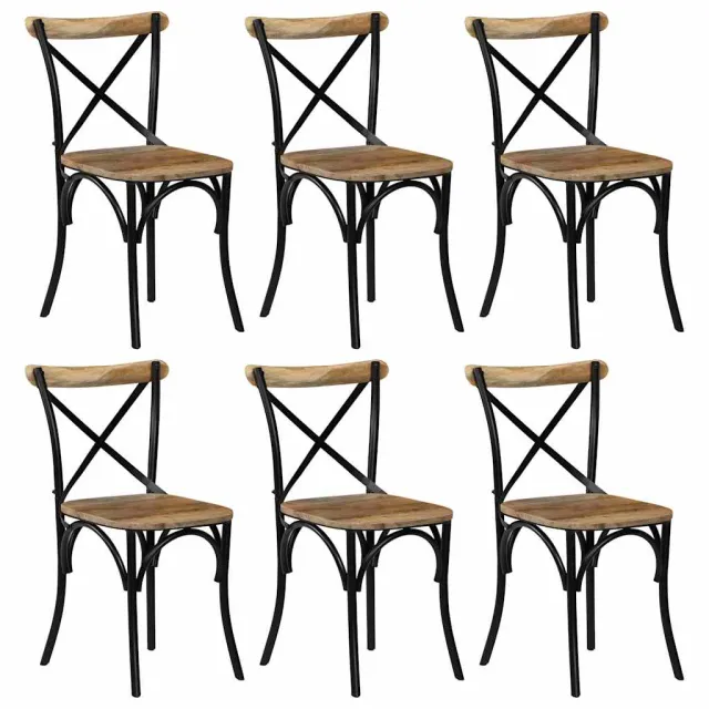 vidaXL Kruisstoelen 6 st massief mangohout zwart