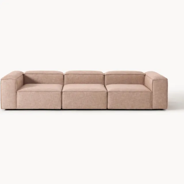 Westwing Collection Modulaire bank Lennon (4-zits) van linnenmix Wijnrood