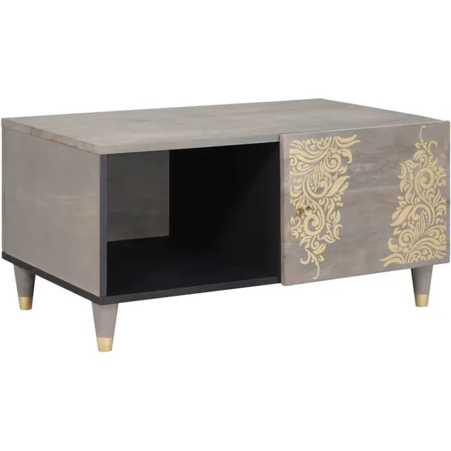 vidaXL Salontafel - Grijs - 80 - x - 50 - x - 40 - cm - Massief - Mango - Hout
