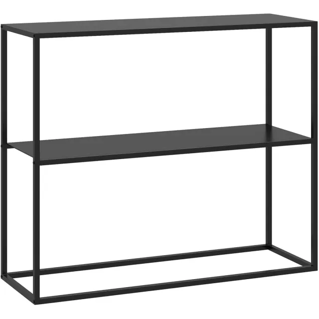 Clruro Consoletafel - 90 x 30 x 75 cm - Flurtafel met 2 Niveaus en Kantelbeveiliging - Staal - Zwart Black