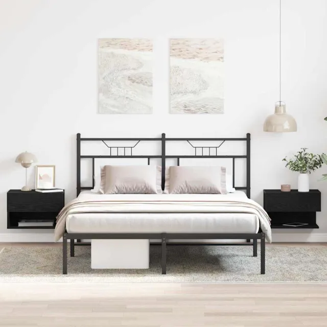 vidaXL Nachtkastje 2 st Zwart Eiken 46 x 30 x 30 cm Bewerkt hout, foto 2
