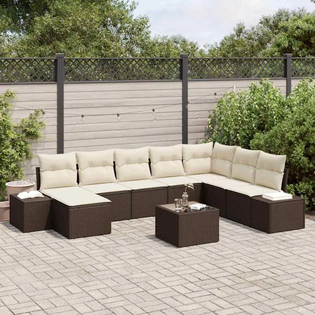 vidaXL Tuin Sofa Set 8 st Bruin en Crème poly rattan, foto 2