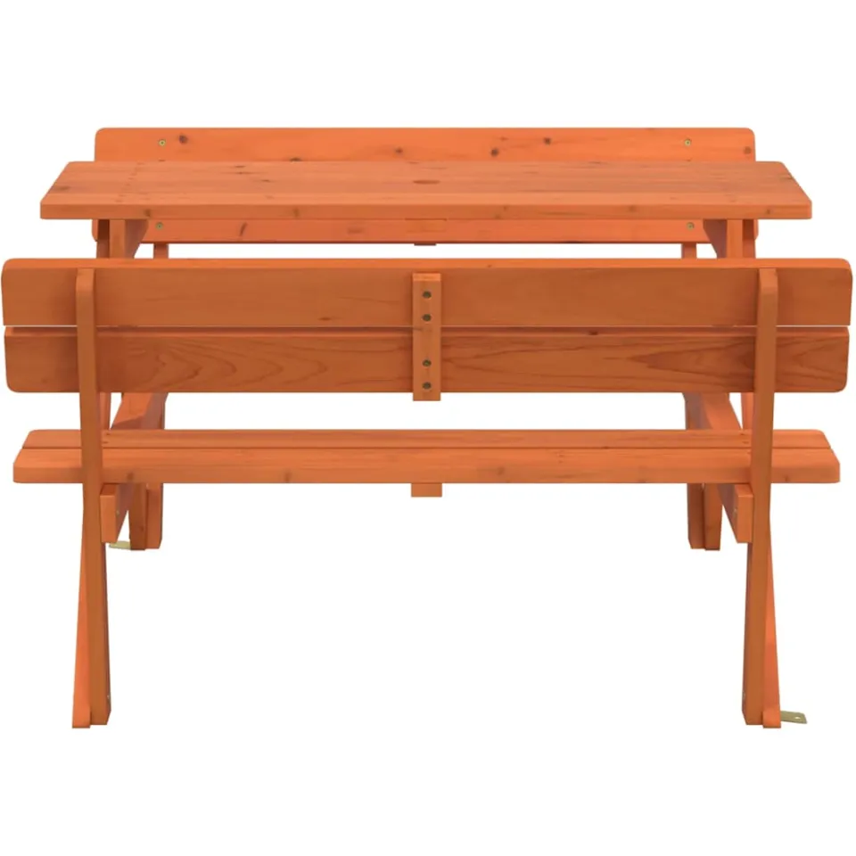 vidaXL Picknicktafel voor 4 kinderen met parasolgat massief vurenhout bruin, foto 4