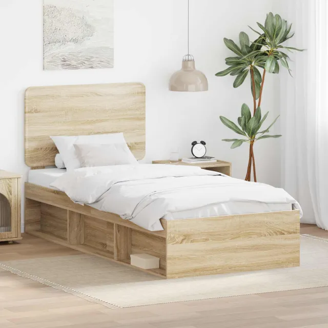 vidaXL Bedframe Sonoma Eiken 75 x 190 cm Massief grenenhout Bruin