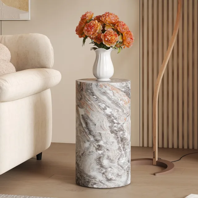 CHICFURN Salontafel - rond - 90 kg draagvermogen - MDF - grijs