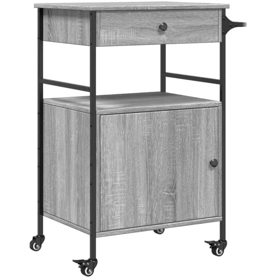 vidaXL Keukentrolley 56x43x89,5 cm bewerkt hout grijs sonoma eiken