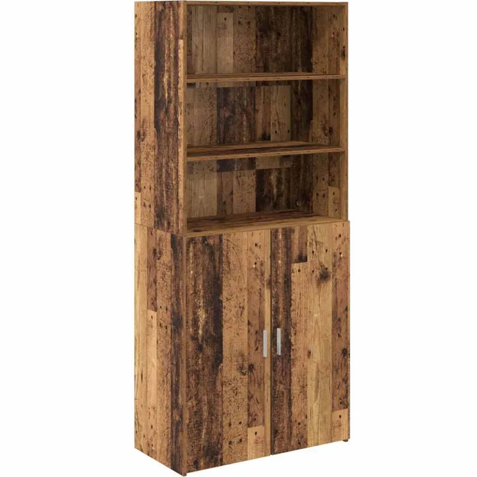 vidaXL Highboard Oud Hout 80 x 42,5 x 185 cm Bewerkt hout Bruin