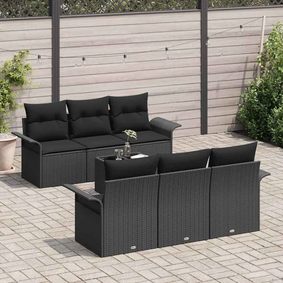 vidaXL Tuin Sofa Set 7 st Zwart poly rattan