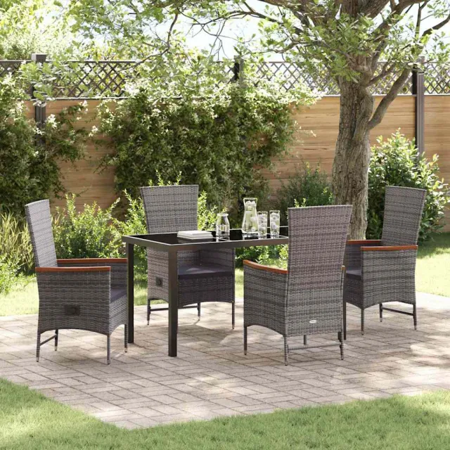 vidaXL Tuin eettafelset 5 st Grijs Gepoedercoat staal, foto 2