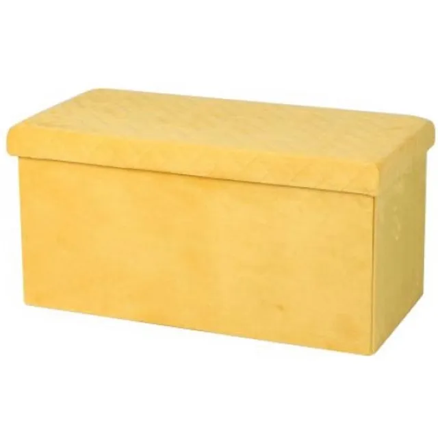 Urban Living Hocker bank - poef XXL - opbergbox - geel - polyester/mdf - 76 x 38 x 38 cm - opvouwbaar