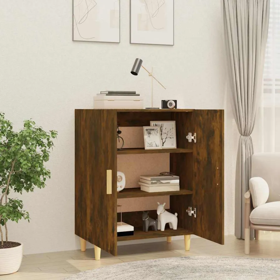 vidaXL Dressoir 70x34x90 cm bewerkt hout gerookt eikenkleurig, foto 3