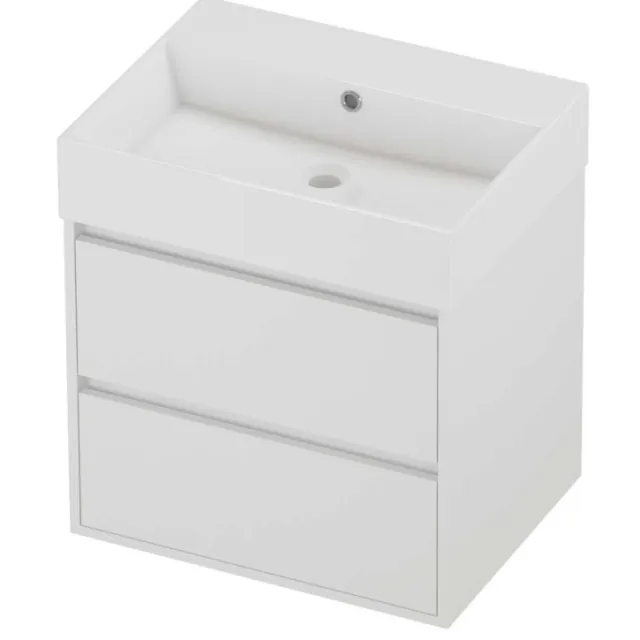 Proline Zara Badmeubelset Porselein Loft Zonder Kraangat Greeploos 60x46x65 cm Glans Wit Mat White Mat Wit