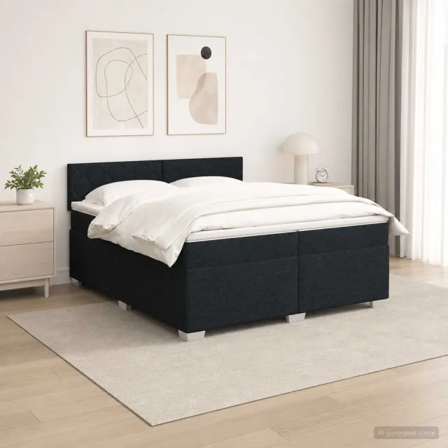 vidaXL Boxspring Bed met Matras en LED Zwart 200 x 200 cm Stof