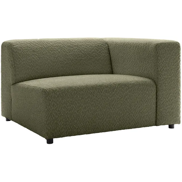 Vente-unique Hoekfauteuil rechts in groene chenillestof TORISO