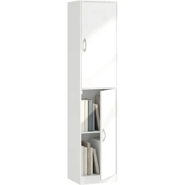 Homcom Boekenkast met kastdeuren - Kantoorkast, opbergkast, boekenrek - Wit