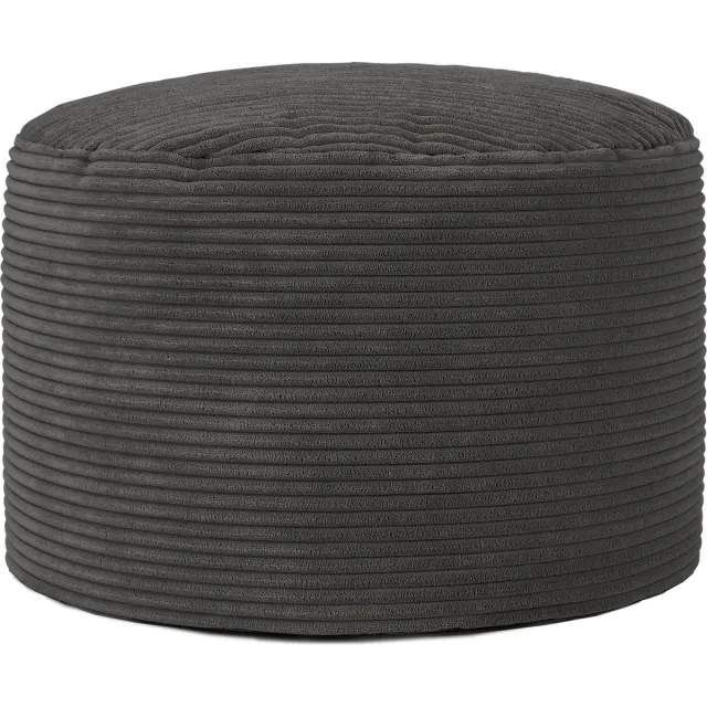 Icon Milano Poef - Ronde Zitzak Hocker - Ribfluweel - Houtskool