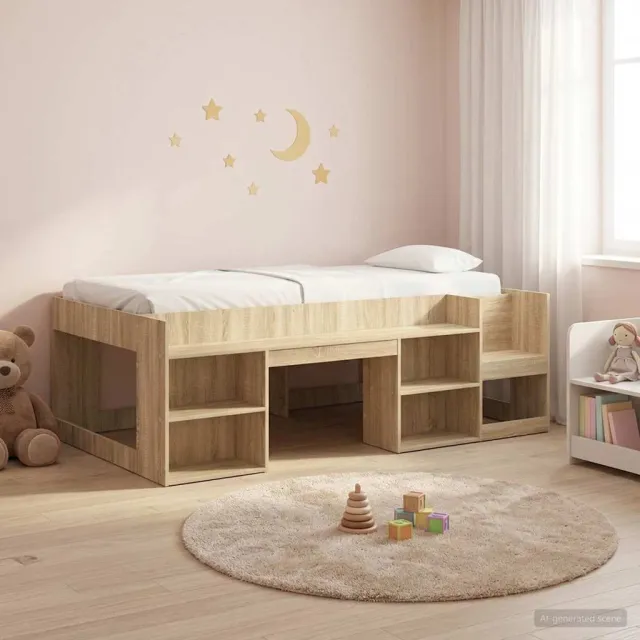 vidaXL Jeugd bedframe met opbergruimte Sonoma Eiken 90 x 190 cm Bruin