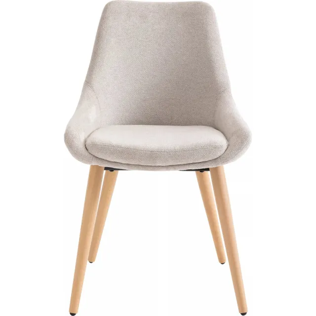 Vente-unique Set van 2 stoelen van stof en beuken - Beige - MASURIE