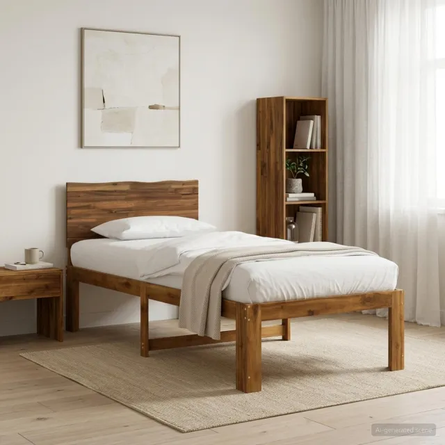 vidaXL Eenpersoonsbed met hoofdbord ROSTOCK Naturel 90 x 200 cm