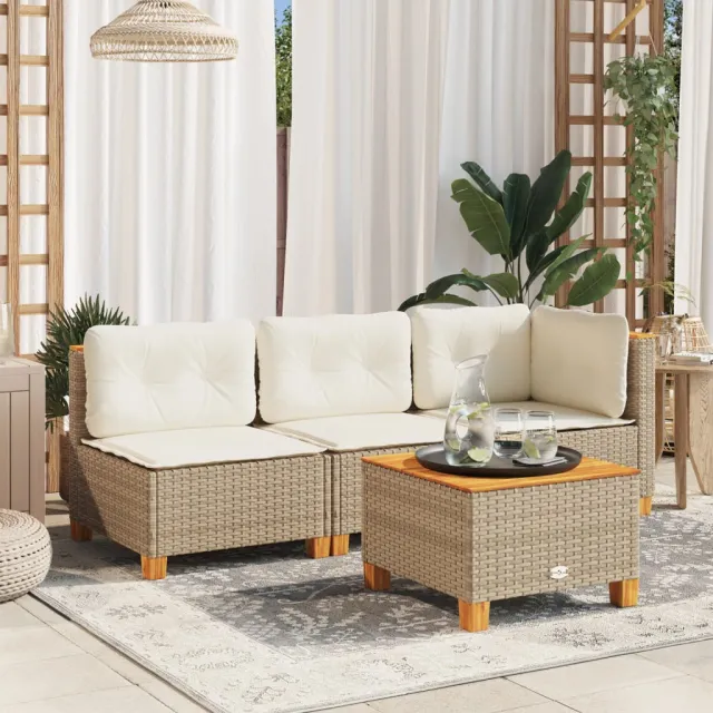 vidaXL Tuintafel 55x55x36 cm poly rattan en acaciahout beige, foto 2