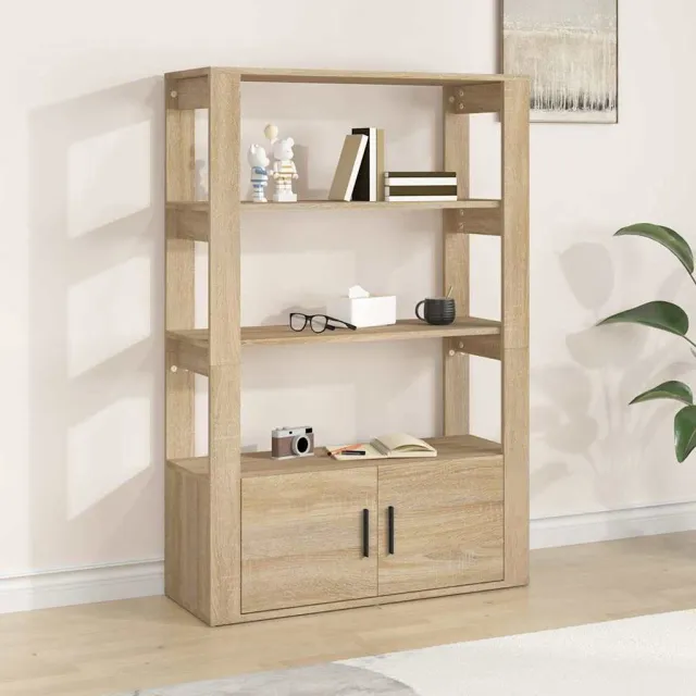 vidaXL Dressoir 80x30x119,5 cm bewerkt hout sonoma eikenkleurig