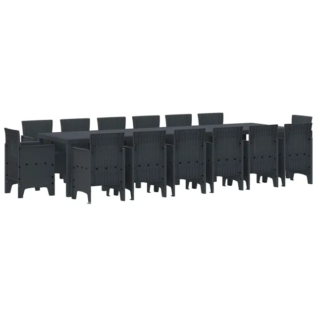 vidaXL Tuin Eetset 15 st Antraciet Polt riet Anthraciet