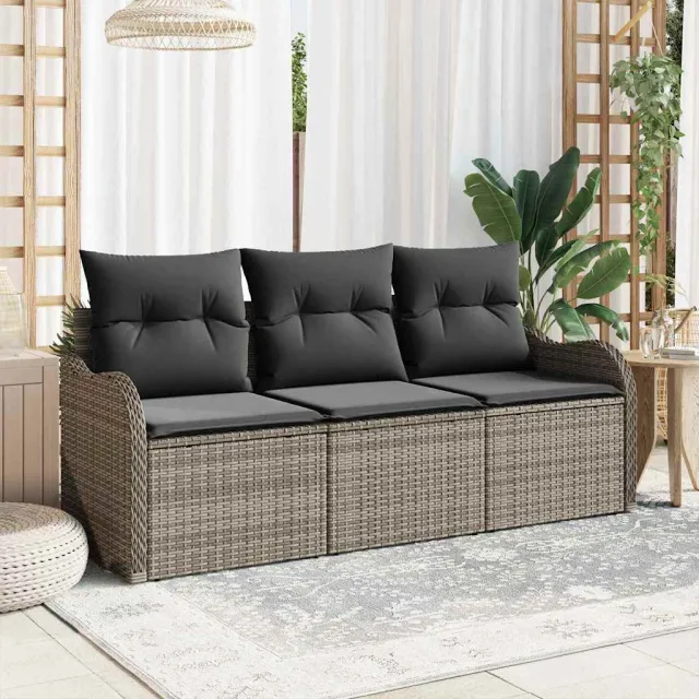 vidaXL Tuin Sofa Set 3 st Grijs Poly riet, foto 2
