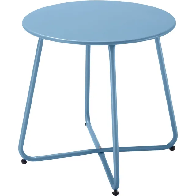 Ibenzoa Kleine bijzettafel met verstelbare poten, metaal, ronde salontafel, tuinbijzettafel, koffietafel (blauw, Ø 45 x 45 H cm)