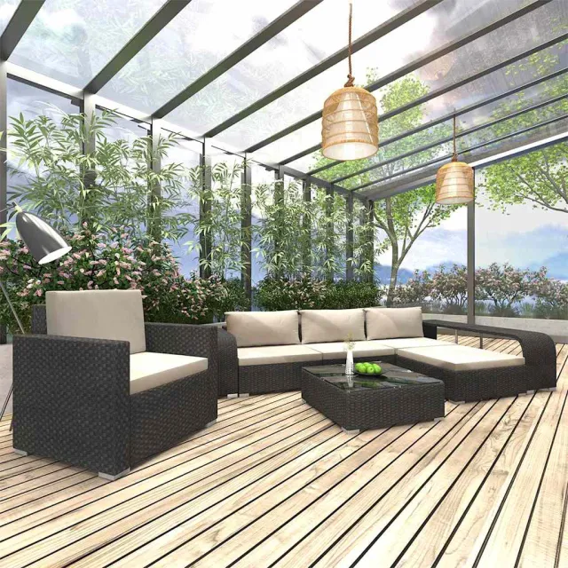 vidaXL 8-delige Loungeset met kussens poly rattan zwart, foto 2