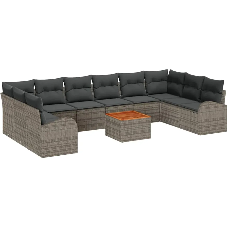 vidaXL Tuinbankenset 11 st Grijs poly rattan