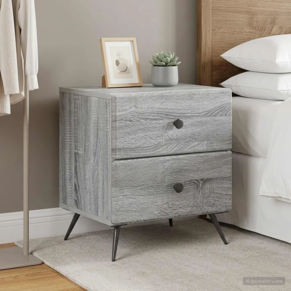 vidaXL Nachtkastje 2 st Grijs sonoma 43 x 34,5 x 47,5 cm Bewerkt hout, foto 4