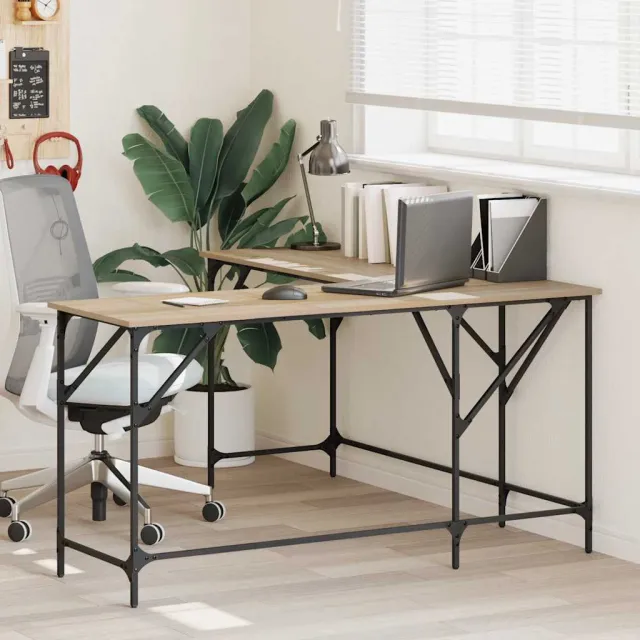vidaXL Bureau 149x149x75 cm bewerkt hout sonoma eikenkleurig, foto 2