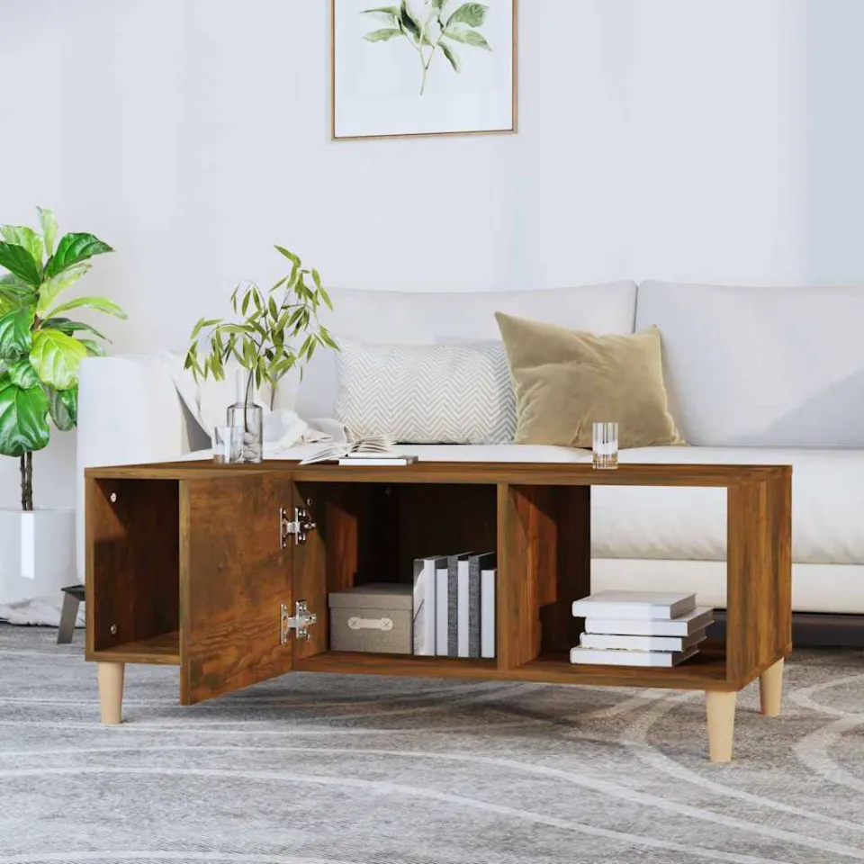 vidaXL Salontafel 102x50x40 cm bewerkt hout gerookt eikenkleurig, foto 3