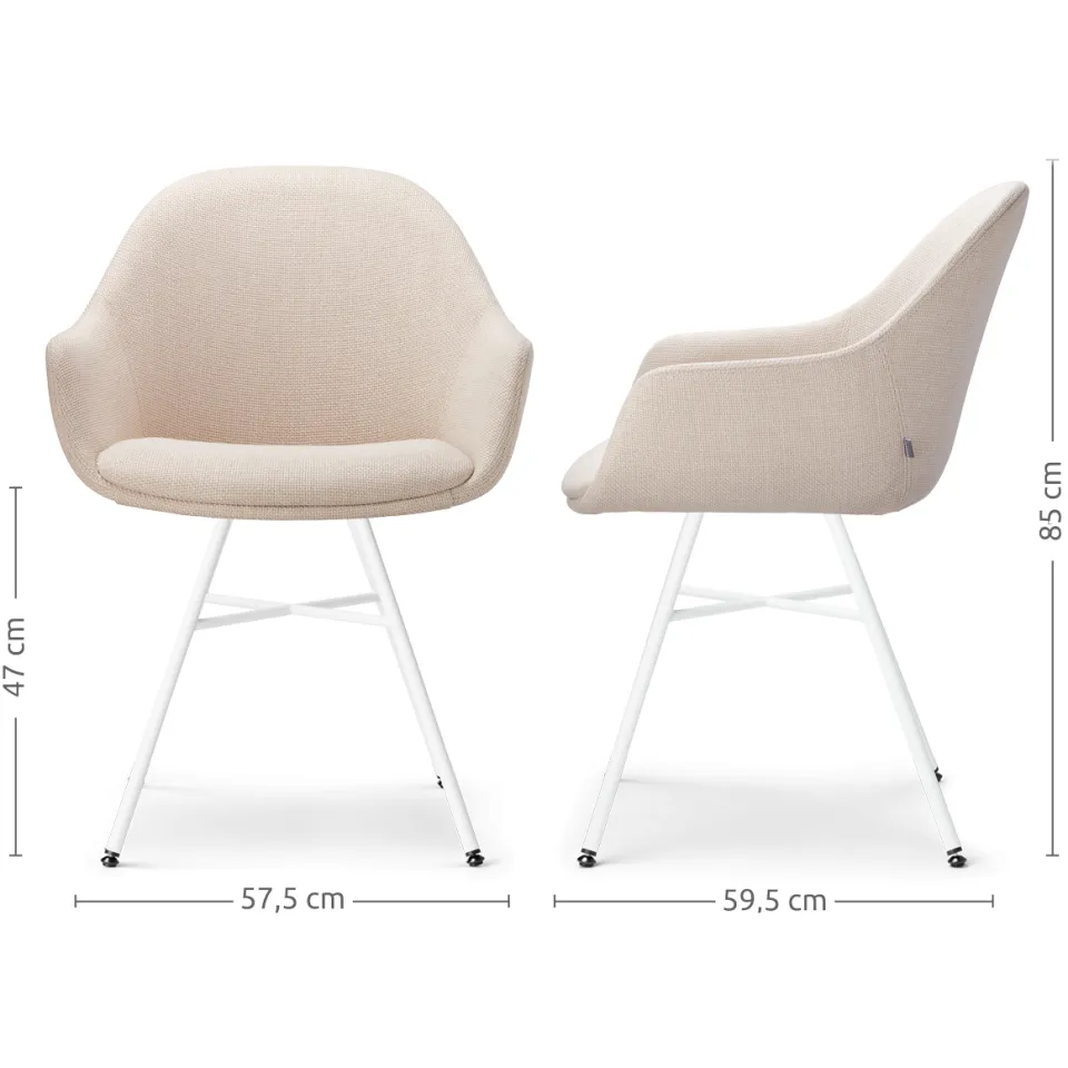 Nolon Noa-Mae eetkamerstoel beige - wit onderstel, foto 3