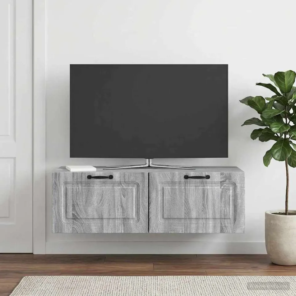 vidaXL Wandbeugel TV-kast Grijs sonoma 98 x 41 x 30 cm Bewerkt hout, foto 4