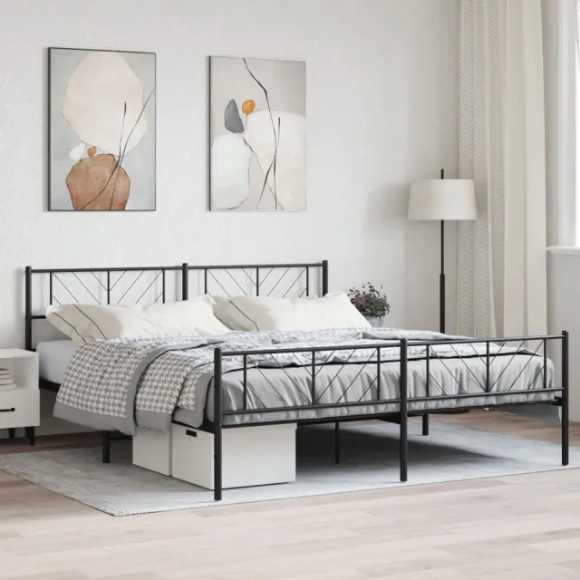 vidaXL Bedframe met voetbord zonder matras metaal zwart 180x200 cm