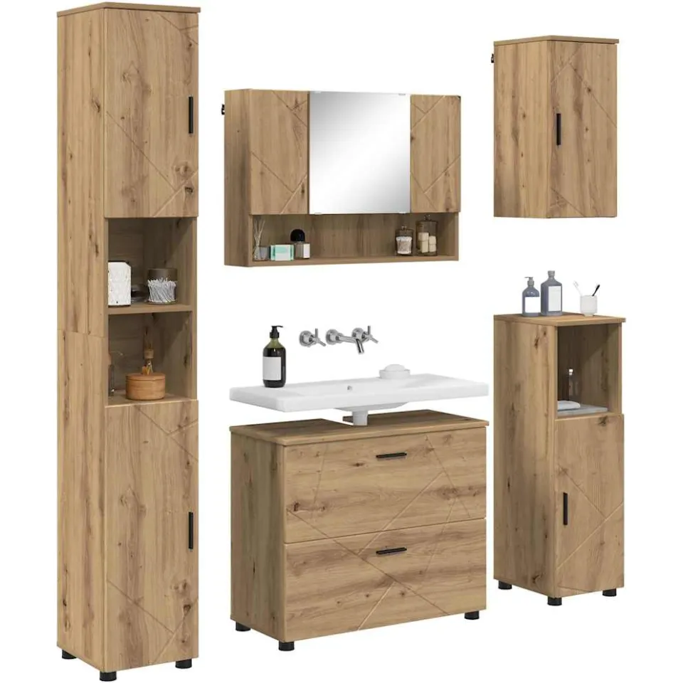vidaXL Badkamermeubelset 5 st Artisan Eiken 35 x 30 x 192 cm Bruin