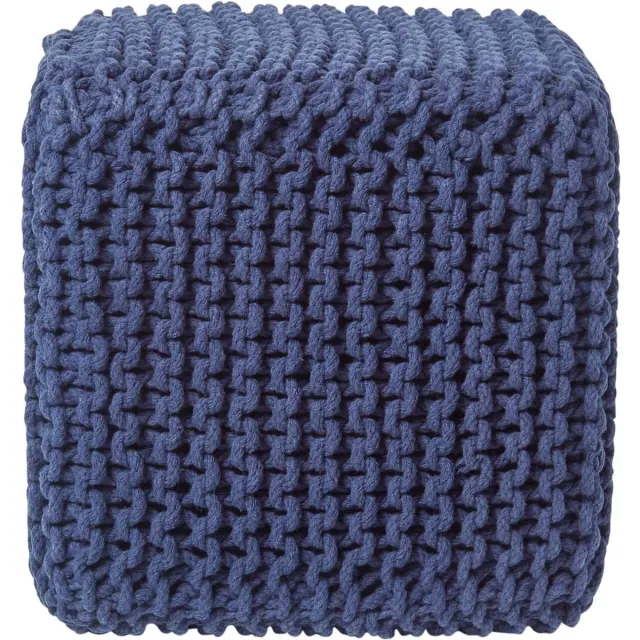 Homescapes Gebreide kubuszitting 100% katoen, marineblauw