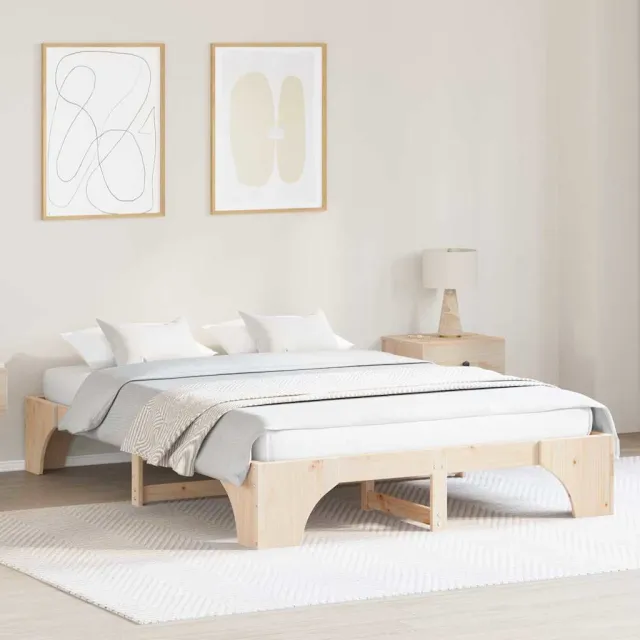 vidaXL Bedframe Naturel 160 x 200 cm Massief grenenhout Bruin