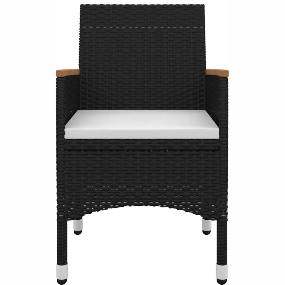 vidaXL 3-delige Tuinset met kussens poly rattan en glas zwart, foto 4