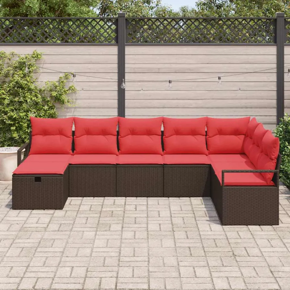 vidaXL Bankstel 6 st poly rattan bruin, foto 3