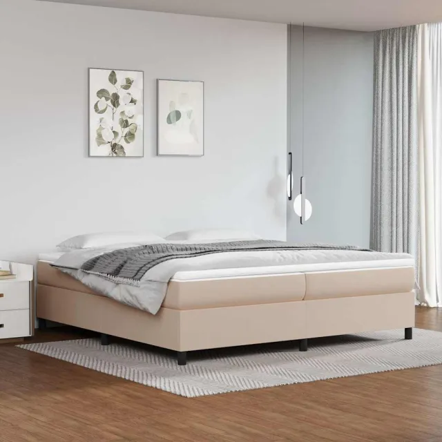 vidaXL Boxspring bed kunstleer cappuccinokleurig 200x200 cm Bruin