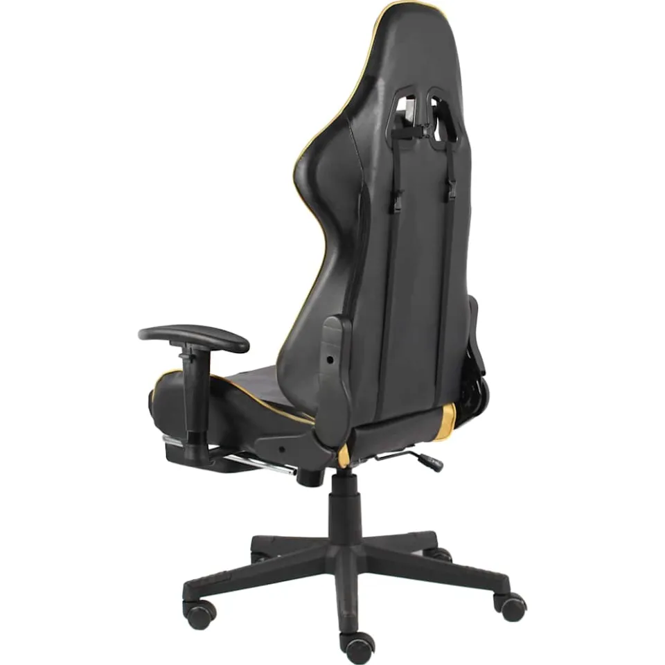 vidaXL Gamestoel draaibaar met voetensteun PVC goudkleurig, foto 3
