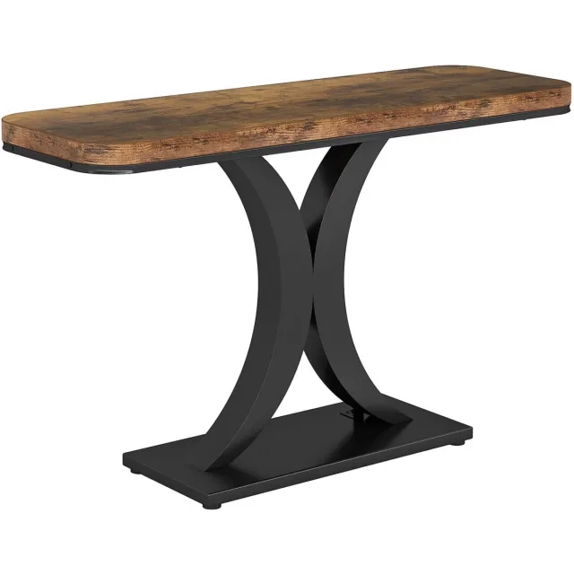 Happiq Console tafel Valdera - Wandtafel - Sidetafel - Dressoir - Massief hout en metaal - Haltafel - Woonkamer of hal Bruin