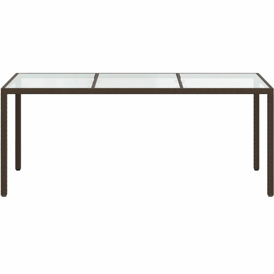 vidaXL Tuintafel 190x90x75 cm gehard glas en poly rattan bruin